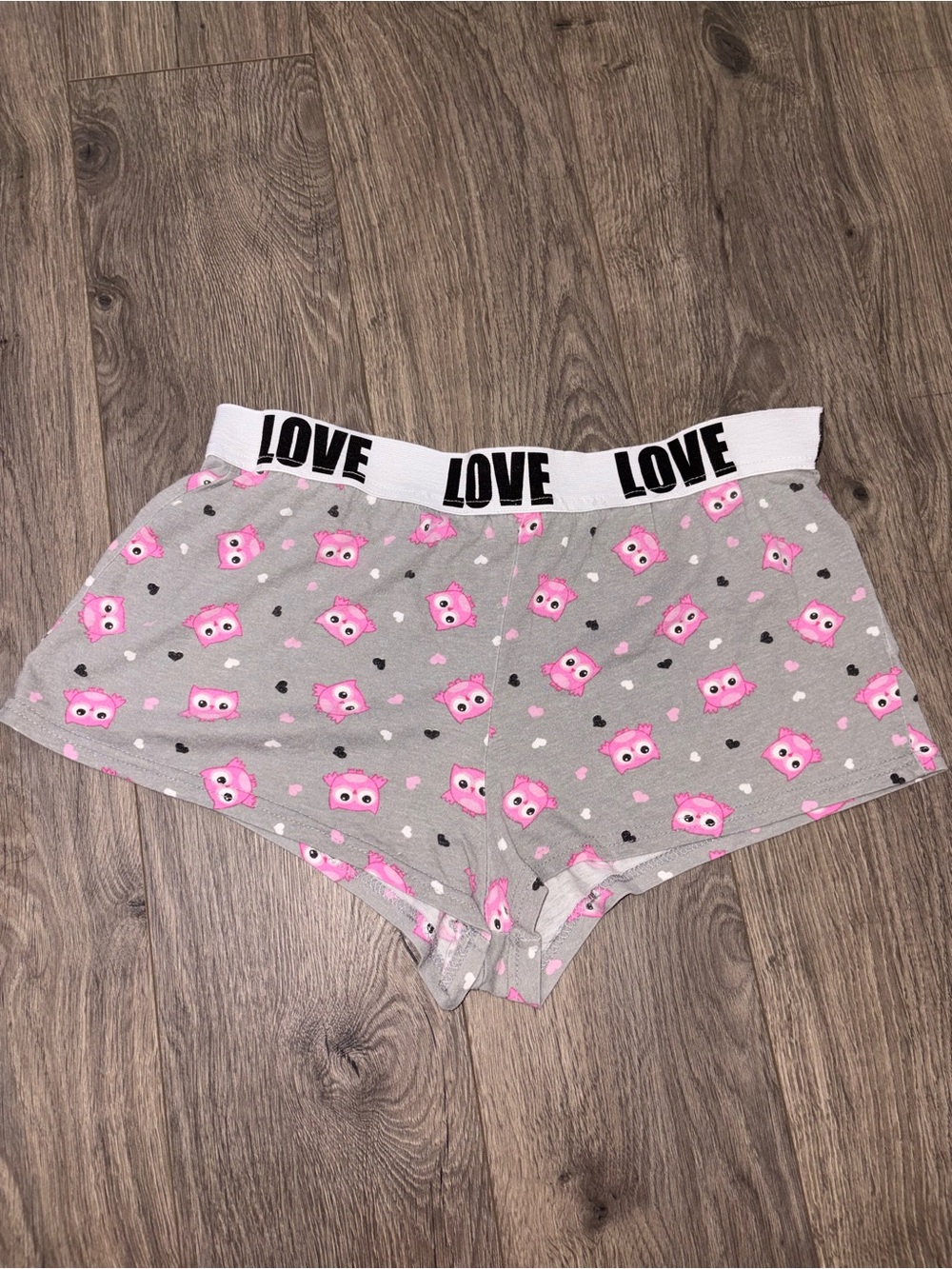 Love Women's Grey Shorts with Pink Owl Print kids shorts